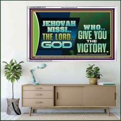 JEHOVAHNISSI THE LORD GOD WHO GIVE YOU THE VICTORY  Bible Verses Wall Art  GWAMAZEMENT10774  "32X24"