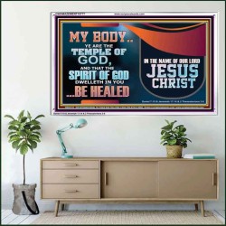 YOU ARE THE TEMPLE OF GOD BE HEALED IN THE NAME OF JESUS CHRIST  Bible Verse Wall Art  GWAMAZEMENT10777  "32X24"