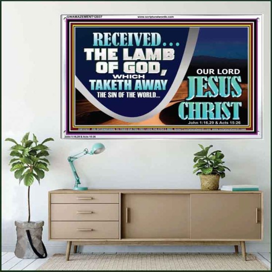 THE LAMB OF GOD THAT TAKETH AWAY THE SIN OF THE WORLD  Unique Power Bible Acrylic Frame  GWAMAZEMENT12037  