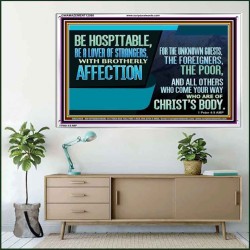 BE A LOVER OF STRANGERS WITH BROTHERLY AFFECTION FOR THE UNKNOWN GUEST  Bible Verse Wall Art  GWAMAZEMENT12068  "32X24"