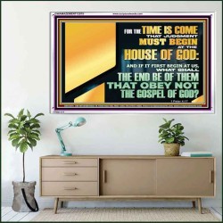 FOR THE TIME IS COME THAT JUDGEMENT MUST BEGIN AT THE HOUSE OF THE LORD  Modern Christian Wall Décor Acrylic Frame  GWAMAZEMENT12075  "32X24"