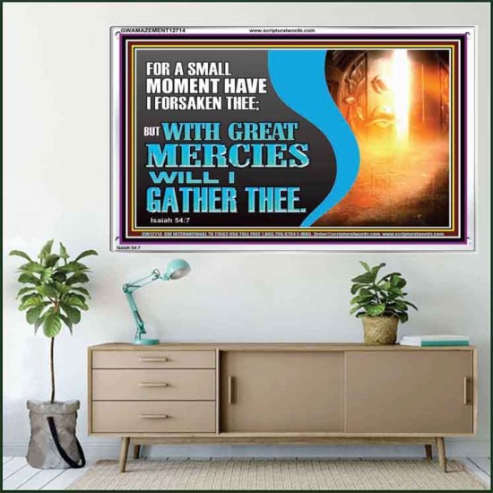 WITH GREAT MERCIES WILL I GATHER THEE  Encouraging Bible Verse Acrylic Frame  GWAMAZEMENT12714  
