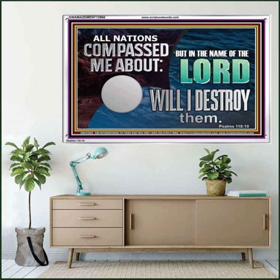 IN THE NAME OF THE LORD WILL I DESTROY THEM  Biblical Paintings Acrylic Frame  GWAMAZEMENT12966  