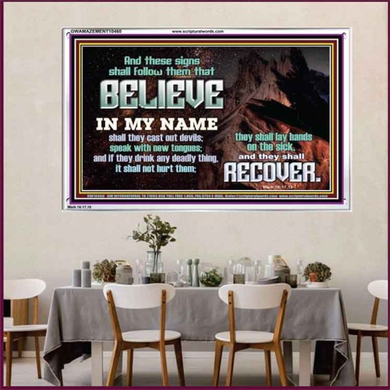 IN MY NAME SHALL THEY CAST OUT DEVILS  Christian Quotes Acrylic Frame  GWAMAZEMENT10460  