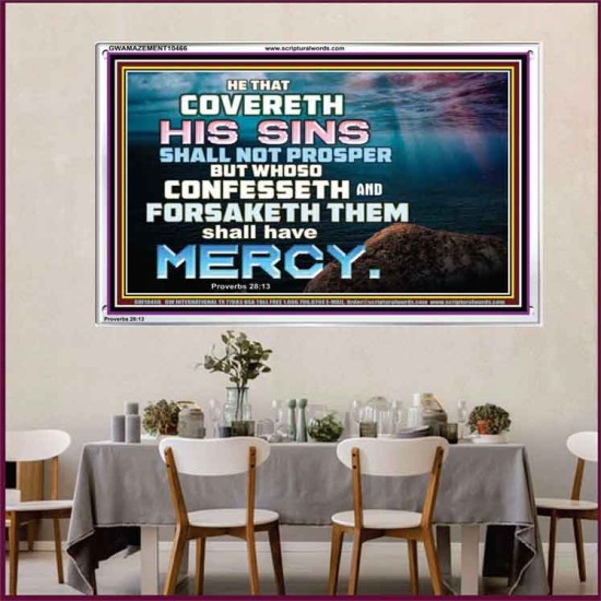 HE THAT COVERETH HIS SIN SHALL NOT PROSPER  Contemporary Christian Wall Art  GWAMAZEMENT10466  