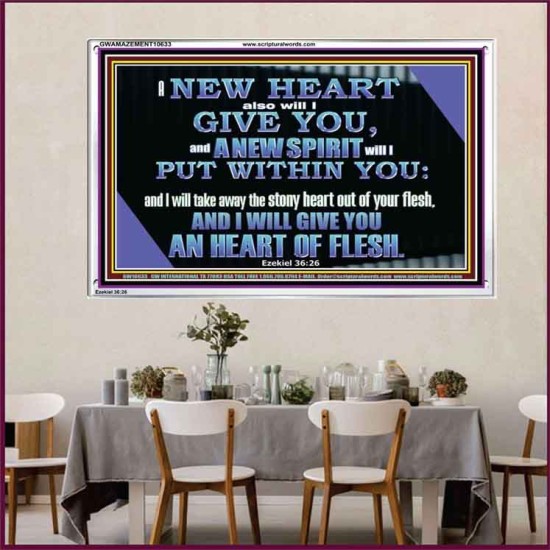 I WILL GIVE YOU A NEW HEART AND NEW SPIRIT  Bible Verse Wall Art  GWAMAZEMENT10633  