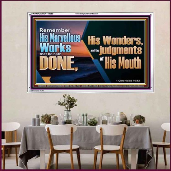 REMEMBER HIS WONDERS AND THE JUDGMENTS OF HIS MOUTH  Church Acrylic Frame  GWAMAZEMENT10659  