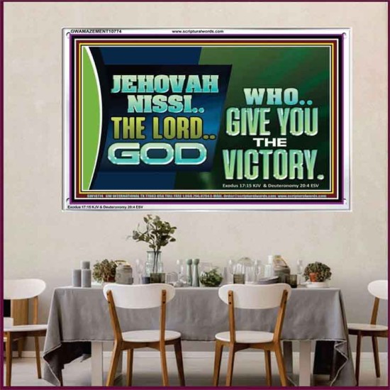 JEHOVAHNISSI THE LORD GOD WHO GIVE YOU THE VICTORY  Bible Verses Wall Art  GWAMAZEMENT10774  