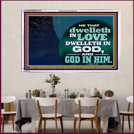 HE THAT DWELLETH IN LOVE DWELLETH IN GOD  Custom Wall Scripture Art  GWAMAZEMENT12131  