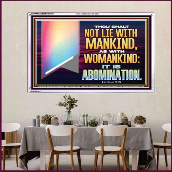 THOU SHALT NOT LIE WITH MANKIND AS WITH WOMANKIND IT IS ABOMINATION  Bible Verse for Home Acrylic Frame  GWAMAZEMENT12169  