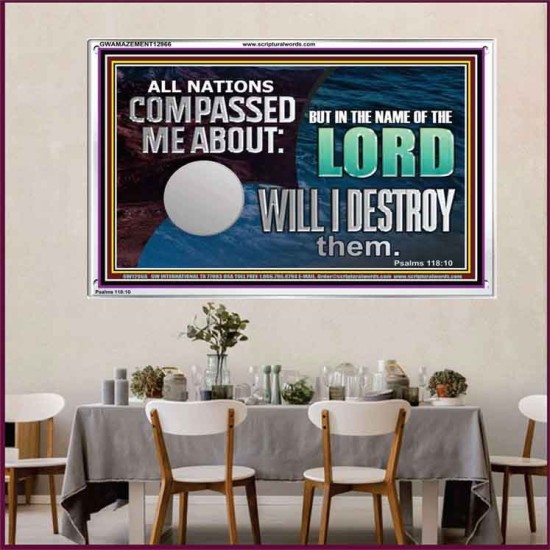 IN THE NAME OF THE LORD WILL I DESTROY THEM  Biblical Paintings Acrylic Frame  GWAMAZEMENT12966  