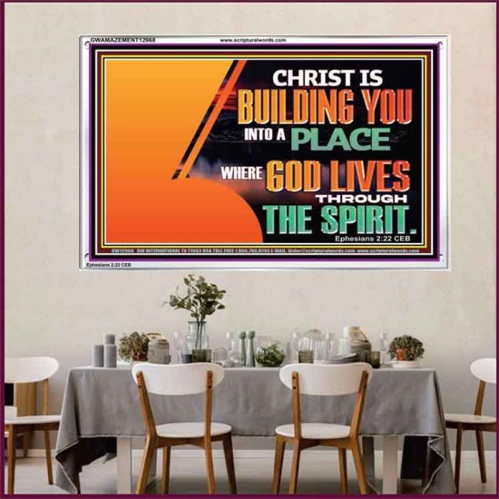 A PLACE WHERE GOD LIVES THROUGH THE SPIRIT  Contemporary Christian Art Acrylic Frame  GWAMAZEMENT12968  