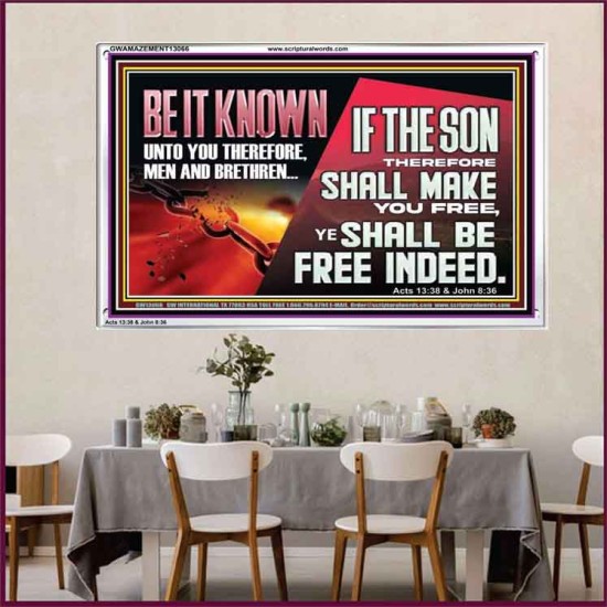 IF THE SON THEREFORE SHALL MAKE YOU FREE  Ultimate Inspirational Wall Art Acrylic Frame  GWAMAZEMENT13066  