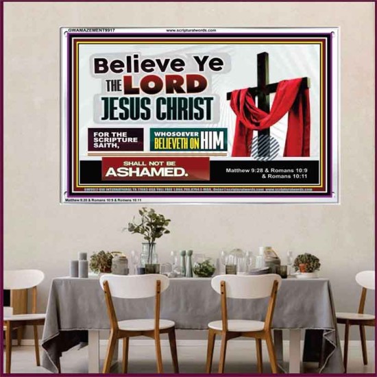 WHOSOEVER BELIEVETH ON HIM SHALL NOT BE ASHAMED  Contemporary Christian Wall Art  GWAMAZEMENT9917  