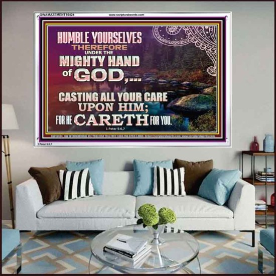 CASTING YOUR CARE UPON HIM FOR HE CARETH FOR YOU  Sanctuary Wall Acrylic Frame  GWAMAZEMENT10424  