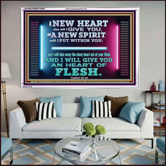 A NEW HEART ALSO WILL I GIVE YOU  Custom Wall Scriptural Art  GWAMAZEMENT10608  