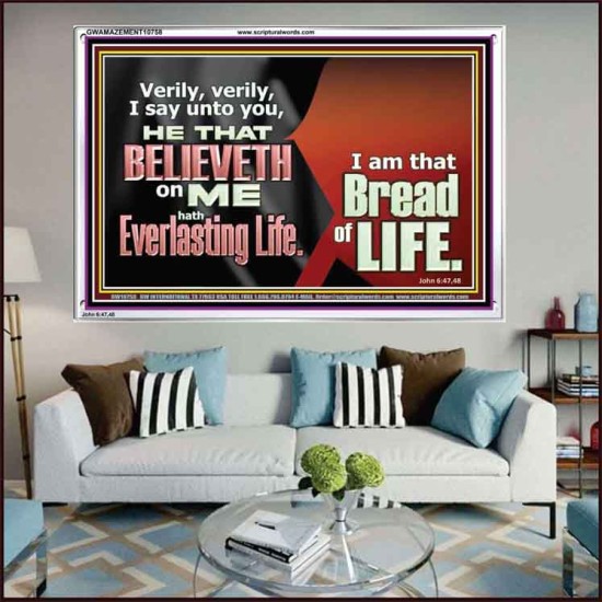 HE THAT BELIEVETH ON ME HATH EVERLASTING LIFE  Contemporary Christian Wall Art  GWAMAZEMENT10758  