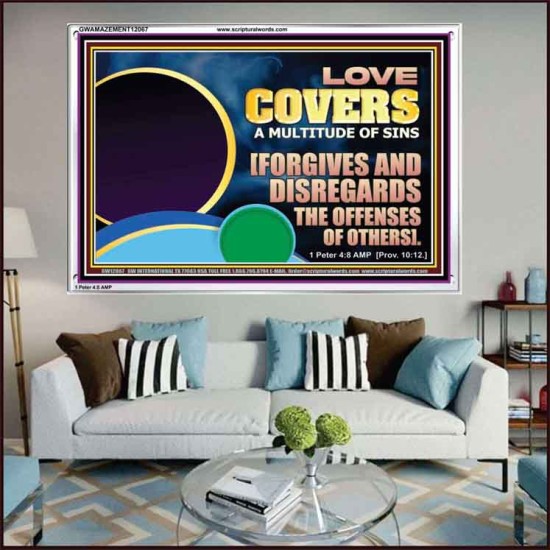 FORGIVES AND DISREGARDS THE OFFENSES OF OTHERS  Religious Wall Art Acrylic Frame  GWAMAZEMENT12067  