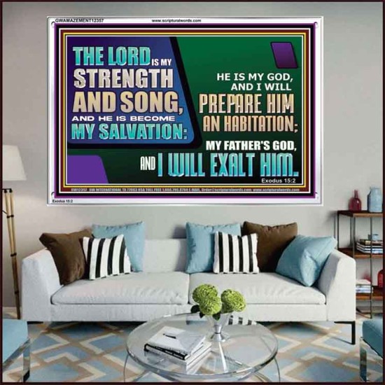 THE LORD IS MY STRENGTH AND SONG AND I WILL EXALT HIM  Children Room Wall Acrylic Frame  GWAMAZEMENT12357  