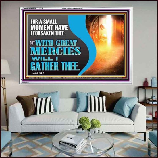 WITH GREAT MERCIES WILL I GATHER THEE  Encouraging Bible Verse Acrylic Frame  GWAMAZEMENT12714  