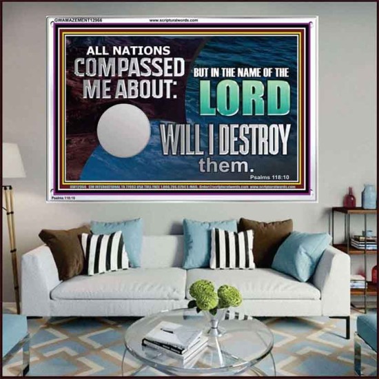 IN THE NAME OF THE LORD WILL I DESTROY THEM  Biblical Paintings Acrylic Frame  GWAMAZEMENT12966  