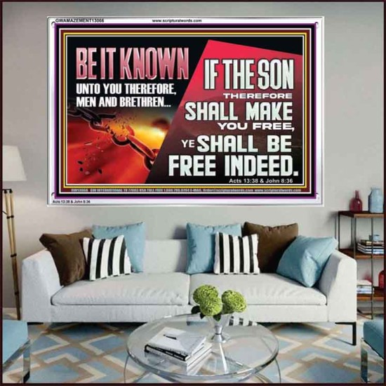 IF THE SON THEREFORE SHALL MAKE YOU FREE  Ultimate Inspirational Wall Art Acrylic Frame  GWAMAZEMENT13066  