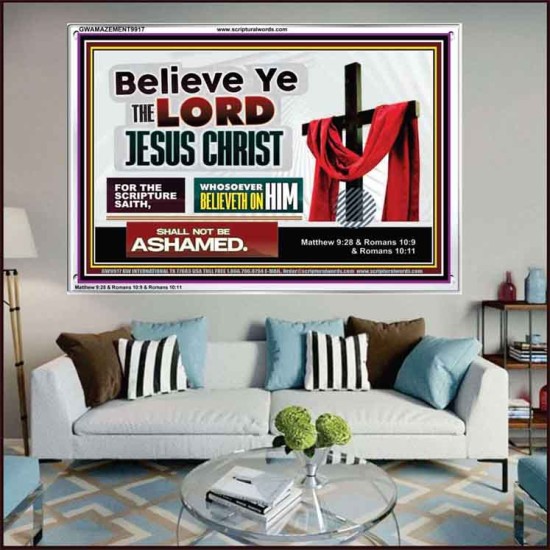 WHOSOEVER BELIEVETH ON HIM SHALL NOT BE ASHAMED  Contemporary Christian Wall Art  GWAMAZEMENT9917  