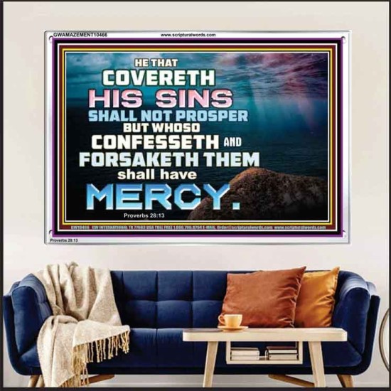 HE THAT COVERETH HIS SIN SHALL NOT PROSPER  Contemporary Christian Wall Art  GWAMAZEMENT10466  