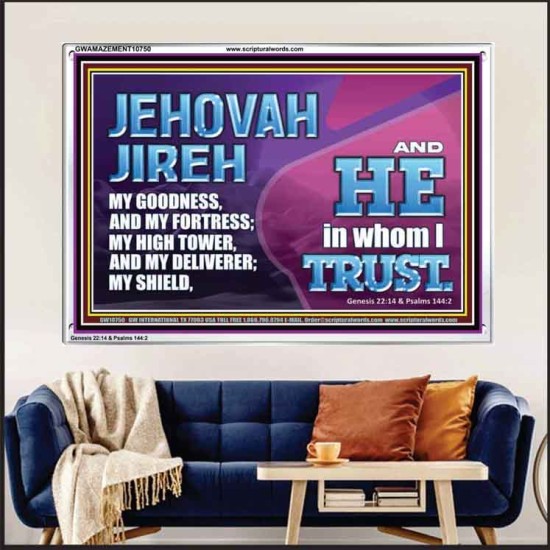 JEHOVAH JIREH OUR GOODNESS FORTRESS HIGH TOWER DELIVERER AND SHIELD  Encouraging Bible Verses Acrylic Frame  GWAMAZEMENT10750  