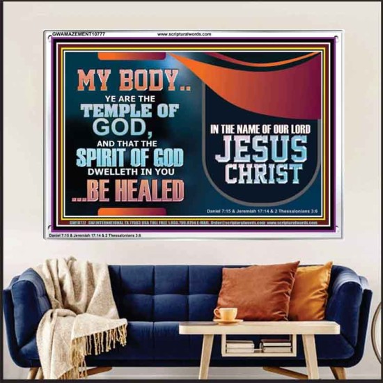 YOU ARE THE TEMPLE OF GOD BE HEALED IN THE NAME OF JESUS CHRIST  Bible Verse Wall Art  GWAMAZEMENT10777  