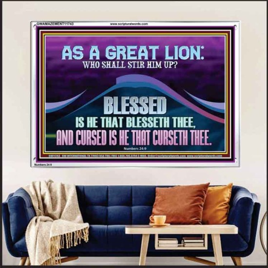 AS A GREAT LION WHO SHALL STIR HIM UP  Scriptural Portrait Glass Acrylic Frame  GWAMAZEMENT11743  