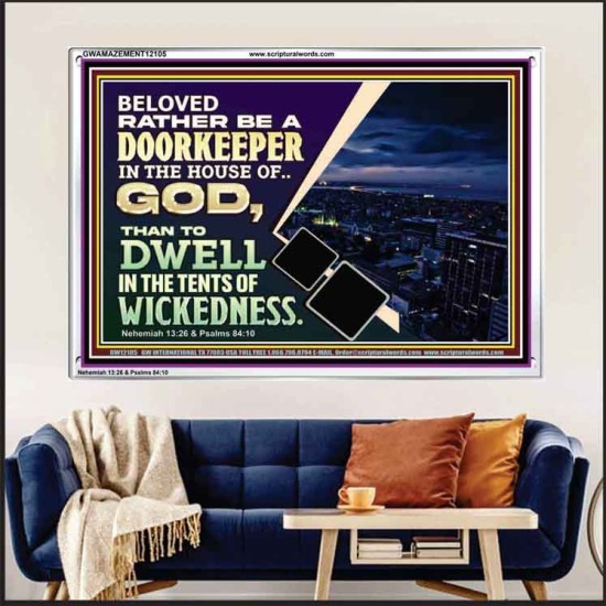 BELOVED RATHER BE A DOORKEEPER IN THE HOUSE OF GOD  Bible Verse Acrylic Frame  GWAMAZEMENT12105  