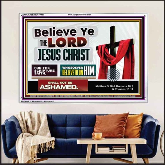 WHOSOEVER BELIEVETH ON HIM SHALL NOT BE ASHAMED  Contemporary Christian Wall Art  GWAMAZEMENT9917  