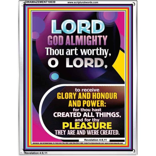 THOU ART WORTHY O LORD GOD ALMIGHTY  Christian Art Work Portrait  GWAMAZEMENT10039  