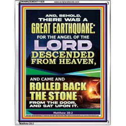THE ANGEL OF THE LORD DESCENDED FROM HEAVEN AND ROLLED BACK THE STONE FROM THE DOOR  Custom Wall Scripture Art  GWAMAZEMENT11826  "24x32"