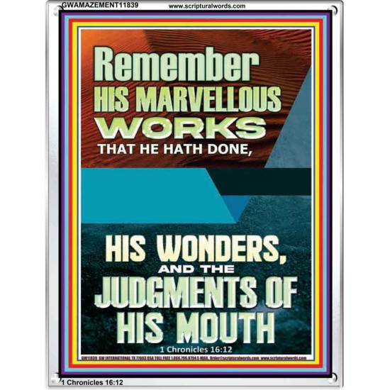 HIS MARVELLOUS WONDERS AND THE JUDGEMENTS OF HIS MOUTH  Custom Modern Wall Art  GWAMAZEMENT11839  