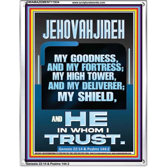 JEHOVAH JIREH MY GOODNESS MY FORTRESS MY HIGH TOWER MY DELIVERER MY SHIELD  Sanctuary Wall Portrait  GWAMAZEMENT11934  