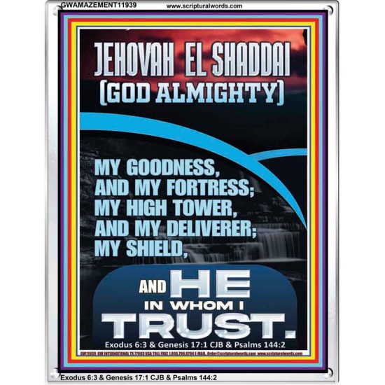 JEHOVAH EL SHADDAI MY GOODNESS MY FORTRESS MY HIGH TOWER MY DELIVERER MY SHIELD  Righteous Living Christian Portrait  GWAMAZEMENT11939  