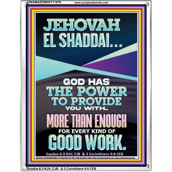 JEHOVAH EL SHADDAI THE GREAT PROVIDER  Scriptures Décor Wall Art  GWAMAZEMENT11976  