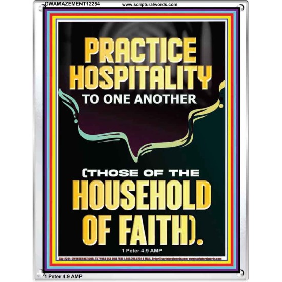 PRACTICE HOSPITALITY TO ONE ANOTHER  Contemporary Christian Wall Art Portrait  GWAMAZEMENT12254  