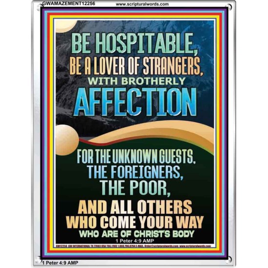 BE HOSPITABLE BE A LOVER OF STRANGERS WITH BROTHERLY AFFECTION  Christian Wall Art  GWAMAZEMENT12256  