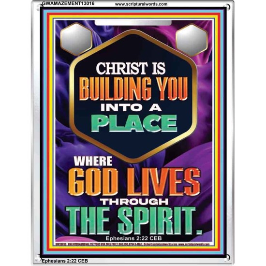 BE UNITED TOGETHER AS A LIVING PLACE OF GOD IN THE SPIRIT  Scripture Portrait Signs  GWAMAZEMENT13016  