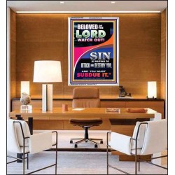 BELOVED WATCH OUT SIN IS ROARING AT YOU  Sanctuary Wall Portrait  GWAMAZEMENT9989  "24x32"
