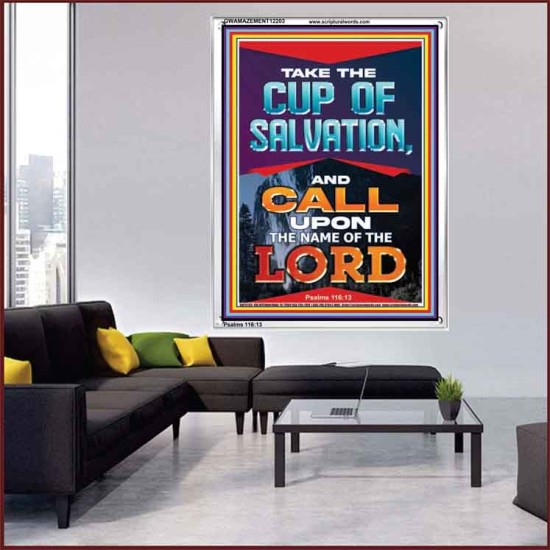 TAKE THE CUP OF SALVATION AND CALL UPON THE NAME OF THE LORD  Scripture Art Portrait  GWAMAZEMENT12203  