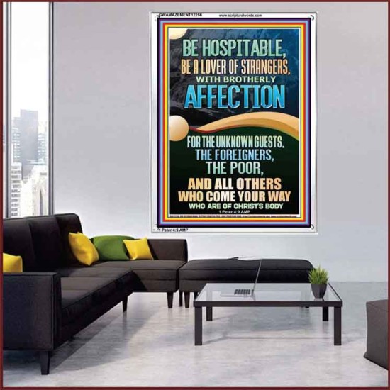 BE HOSPITABLE BE A LOVER OF STRANGERS WITH BROTHERLY AFFECTION  Christian Wall Art  GWAMAZEMENT12256  