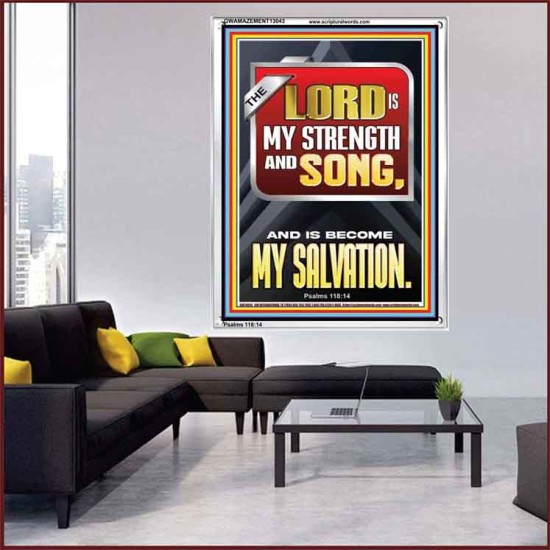 THE LORD IS MY STRENGTH AND SONG AND IS BECOME MY SALVATION  Bible Verse Art Portrait  GWAMAZEMENT13043  