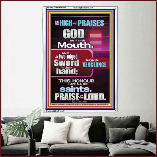 PRAISE HIM AND WITH TWO EDGED SWORD TO EXECUTE VENGEANCE  Bible Verse Portrait  GWAMAZEMENT10060  
