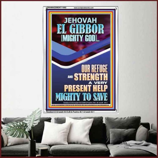 JEHOVAH EL GIBBOR MIGHTY GOD OUR REFUGE AND STRENGTH  Unique Power Bible Portrait  GWAMAZEMENT11892  