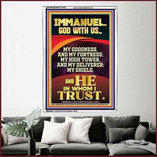 IMMANUEL GOD WITH US MY GOODNESS MY FORTRESS MY HIGH TOWER MY DELIVERER MY SHIELD  Children Room Wall Portrait  GWAMAZEMENT11942  