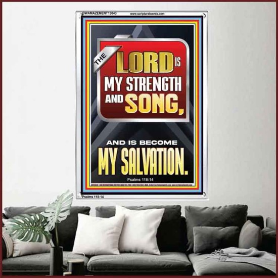 THE LORD IS MY STRENGTH AND SONG AND IS BECOME MY SALVATION  Bible Verse Art Portrait  GWAMAZEMENT13043  